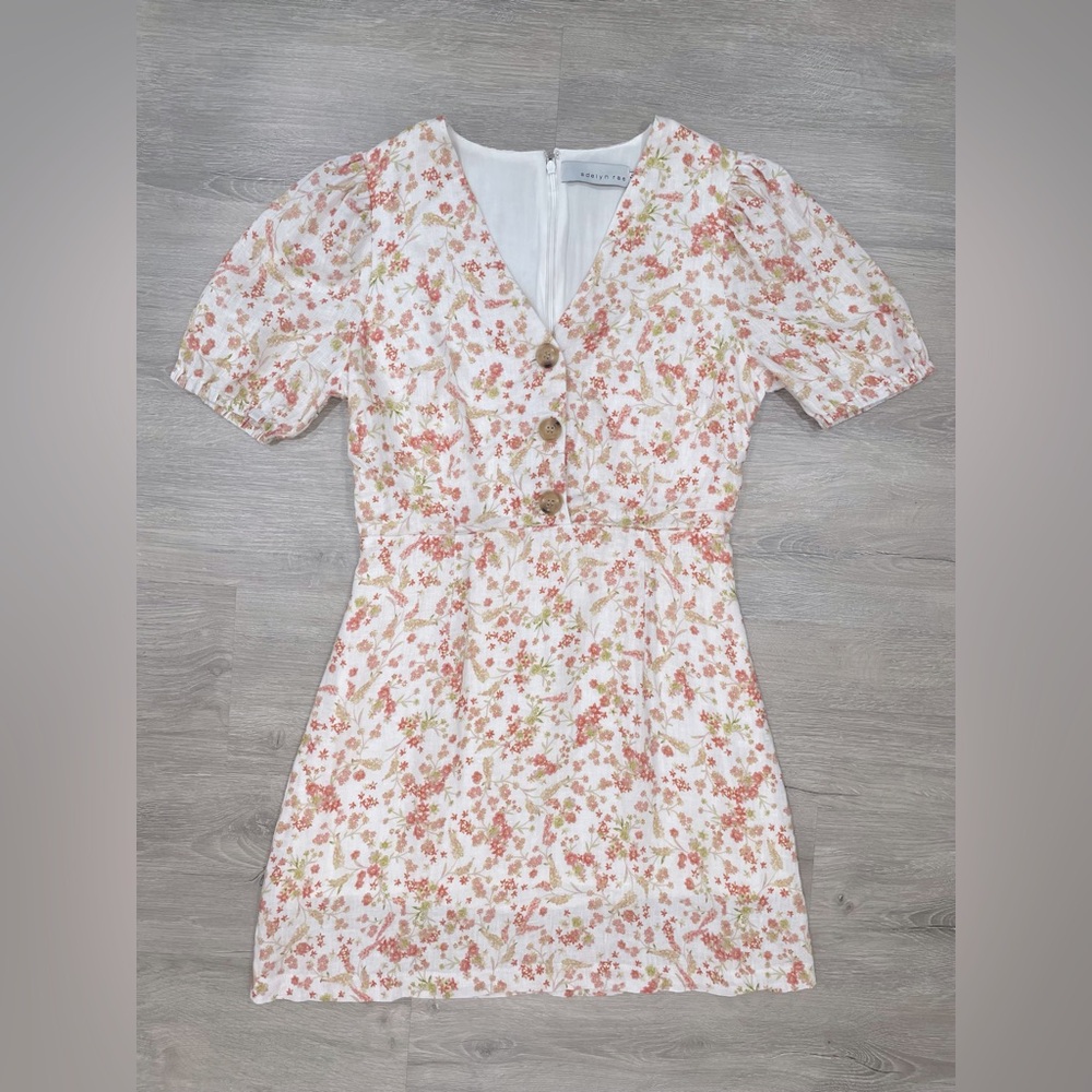 Adelyn Rae Women’s Summer Floral Dress sz Small (100% Linen)